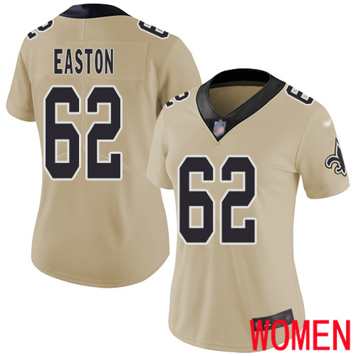 New Orleans Saints Limited Gold Women Nick Easton Jersey NFL Football #62 Inverted Legend Jersey->youth nfl jersey->Youth Jersey